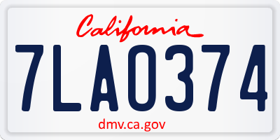 CA license plate 7LAO374