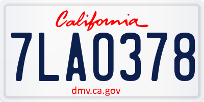 CA license plate 7LAO378