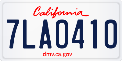 CA license plate 7LAO410