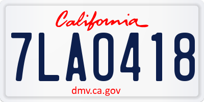 CA license plate 7LAO418