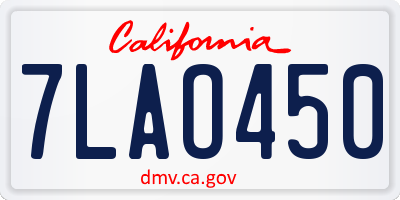 CA license plate 7LAO450