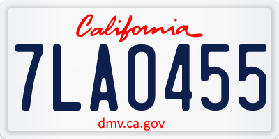 CA license plate 7LAO455