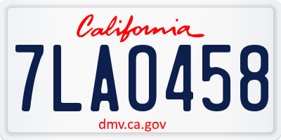 CA license plate 7LAO458