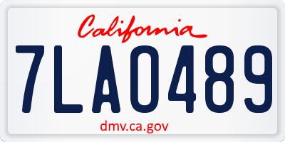 CA license plate 7LAO489