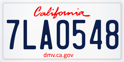 CA license plate 7LAO548