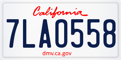 CA license plate 7LAO558