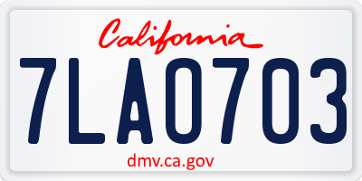 CA license plate 7LAO703