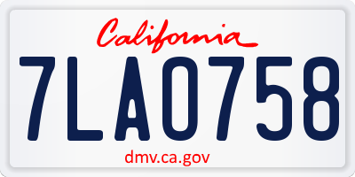 CA license plate 7LAO758