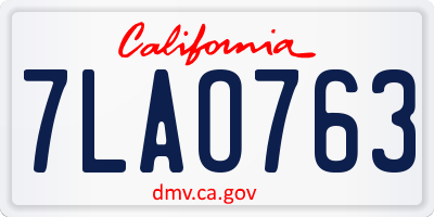 CA license plate 7LAO763