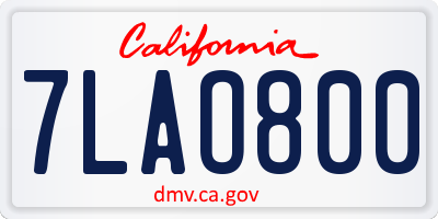 CA license plate 7LAO800