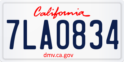 CA license plate 7LAO834