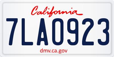 CA license plate 7LAO923