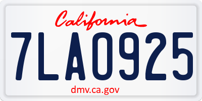 CA license plate 7LAO925