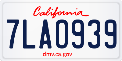 CA license plate 7LAO939