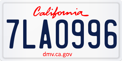 CA license plate 7LAO996
