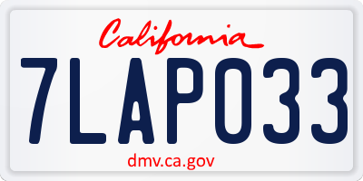 CA license plate 7LAP033