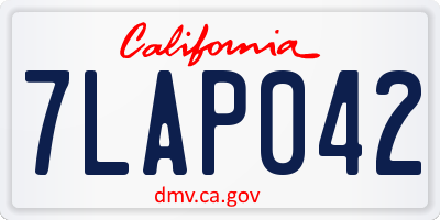 CA license plate 7LAP042