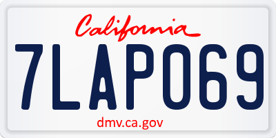 CA license plate 7LAP069
