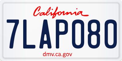 CA license plate 7LAP080