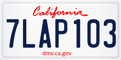 CA license plate 7LAP103