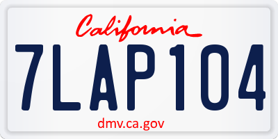 CA license plate 7LAP104