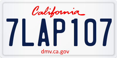 CA license plate 7LAP107