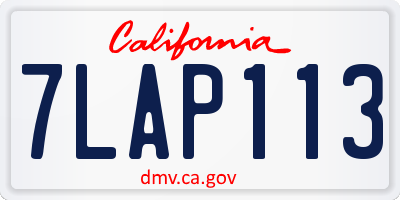 CA license plate 7LAP113