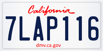 CA license plate 7LAP116