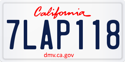 CA license plate 7LAP118