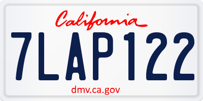 CA license plate 7LAP122