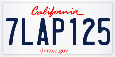 CA license plate 7LAP125