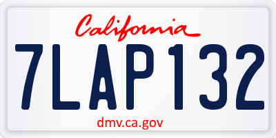 CA license plate 7LAP132