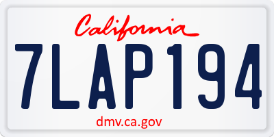 CA license plate 7LAP194