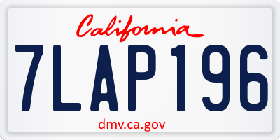 CA license plate 7LAP196