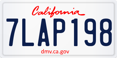 CA license plate 7LAP198