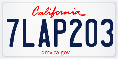 CA license plate 7LAP203