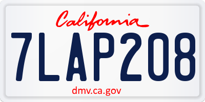CA license plate 7LAP208