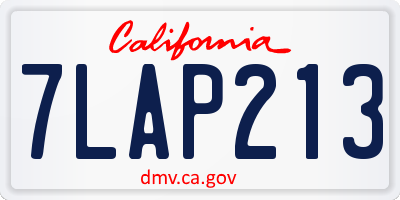 CA license plate 7LAP213
