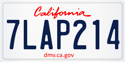 CA license plate 7LAP214