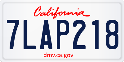 CA license plate 7LAP218