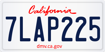 CA license plate 7LAP225