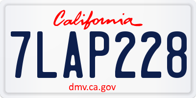 CA license plate 7LAP228