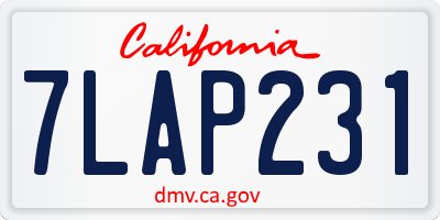 CA license plate 7LAP231
