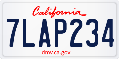 CA license plate 7LAP234