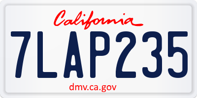 CA license plate 7LAP235