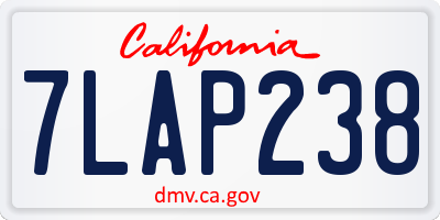 CA license plate 7LAP238