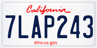 CA license plate 7LAP243
