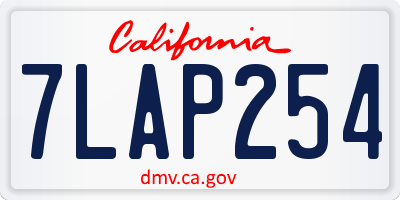 CA license plate 7LAP254