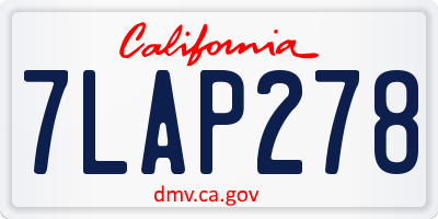 CA license plate 7LAP278