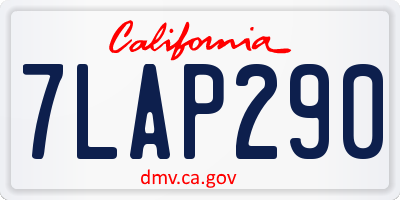 CA license plate 7LAP290